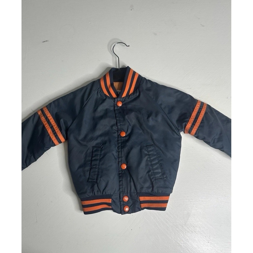 Vintage Chalk Line Chicago Bears NFL Button Satin Bomber Jacket Toddler Size 4T